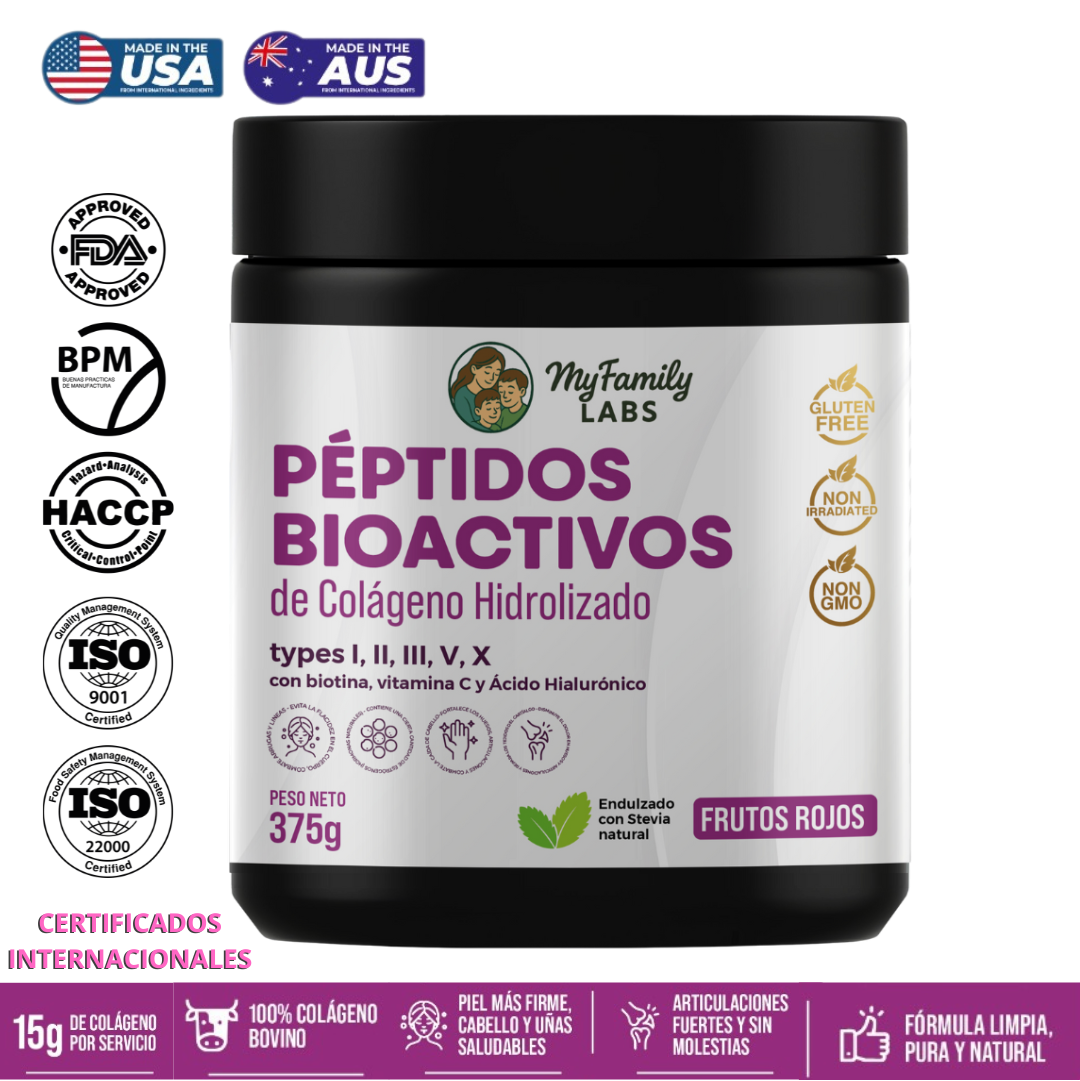 Péptidos Bioactivos de Colágeno Hidrolizado ®Fórmula Completa 7 en 1 | Biotina + Vitaminas  + Ácido Hialurónico