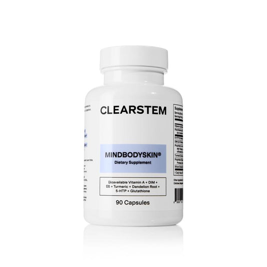 Hormonal Acne Supplement | Vitamina A + DIM + B5 + Cúrcuma + Raíz de delene 5HTP + Glutatión| 120 Capsules by Clearstem extra power