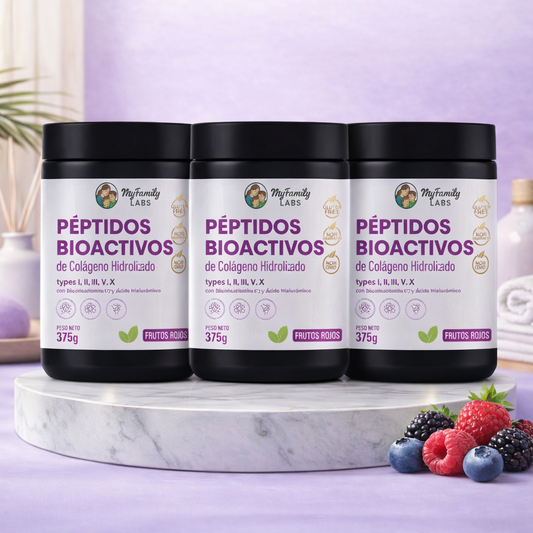 Péptidos Bioactivos de Colágeno  Tipo I,II,III,V, X con Biotina, Ácido hialurónico,  vitamina c (375 gr)